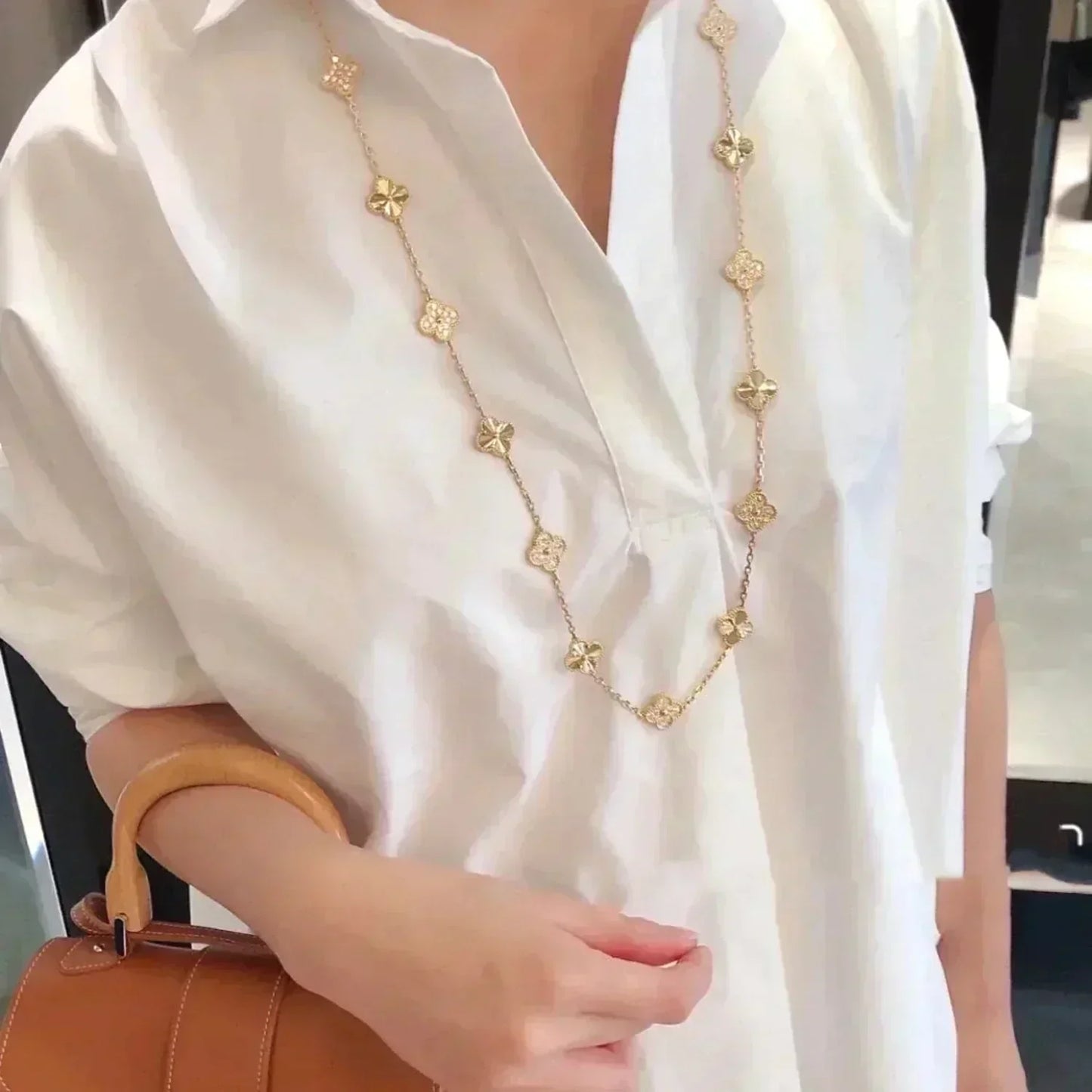 [Glimmer]CLOVER 20 MOTIFS LASER DIAMOND NECKLACE
