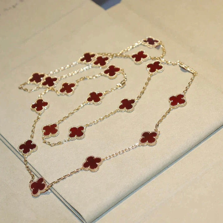 [Glimmer]CLOVER 20 MOTIFS CARNELIAN NECKLACE