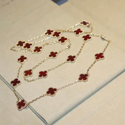 [Glimmer]CLOVER 20 MOTIFS CARNELIAN NECKLACE