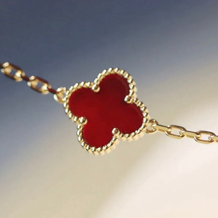 [Glimmer]CLOVER 20 MOTIFS CARNELIAN NECKLACE