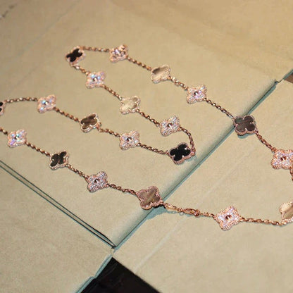 [Glimmer]CLOVER 20 MOTIFS DARK MOP DIAMOND  NECKLACE