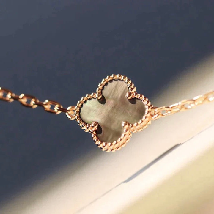 [Glimmer]CLOVER 20 MOTIFS DARK MOP DIAMOND  NECKLACE