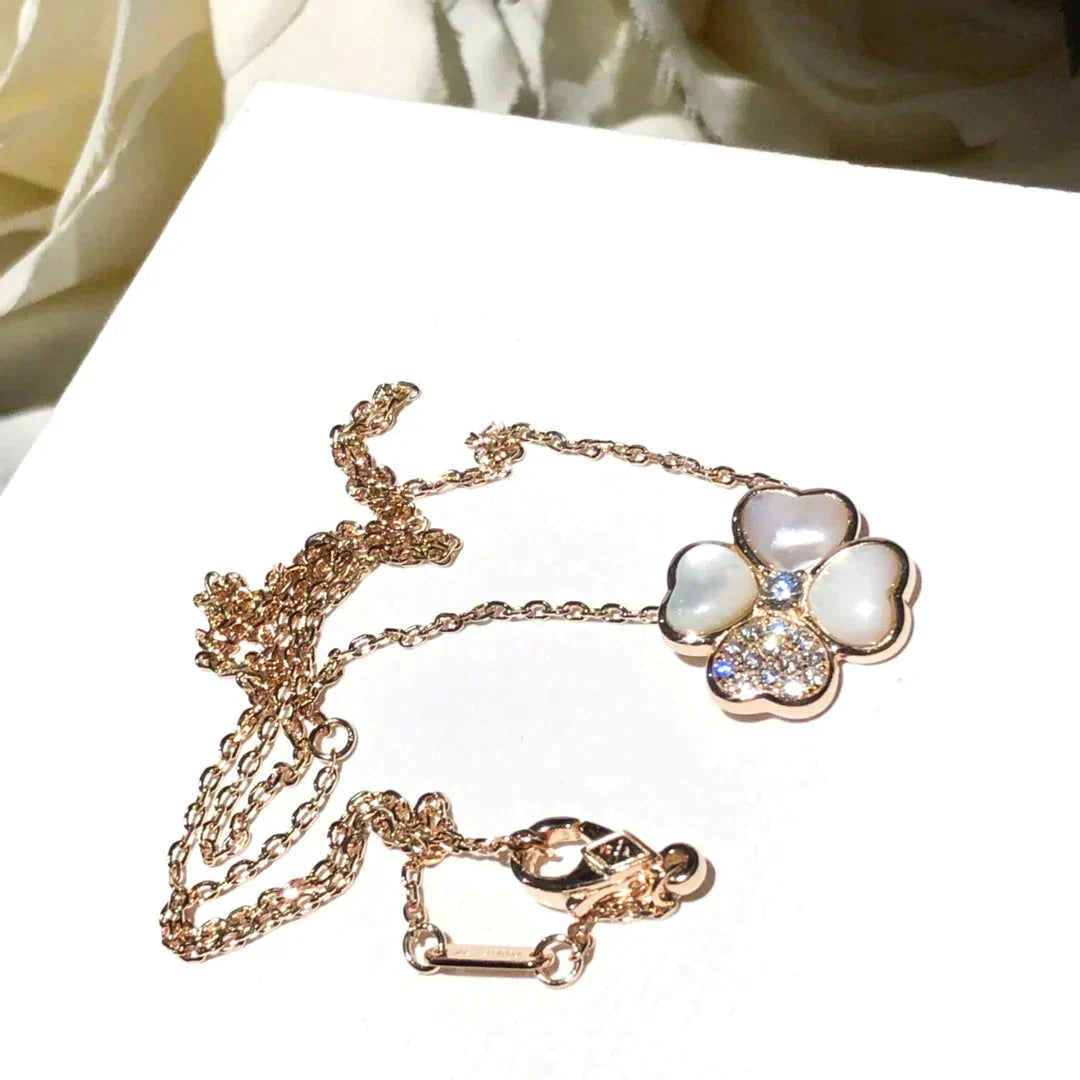 [Glimmer]CLOVER MOP DIAMOND Glimmer GOLD NECKLACE