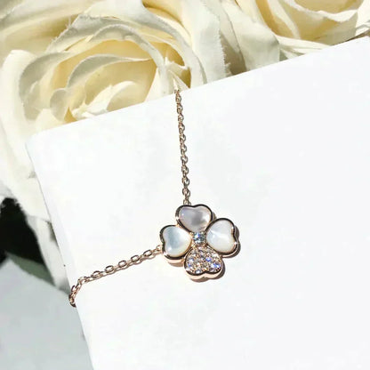[Glimmer]CLOVER MOP DIAMOND Glimmer GOLD NECKLACE