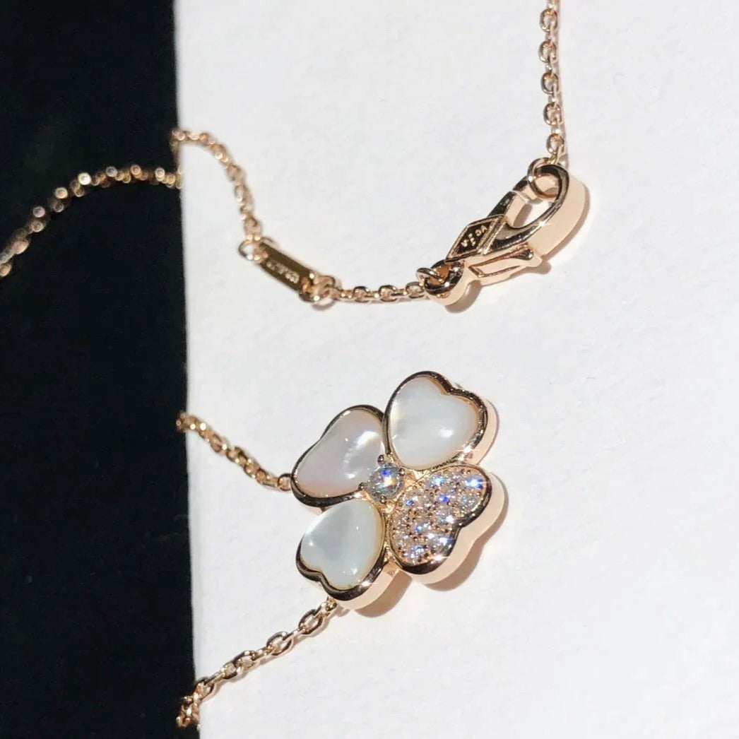 [Glimmer]CLOVER MOP DIAMOND Glimmer GOLD NECKLACE