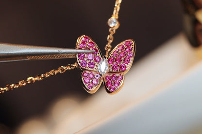 [Glimmer]BUTTERFLY RED DIAMOND Glimmer GOLD NECKLACE