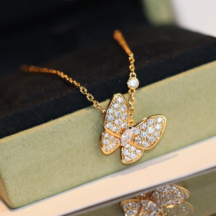 [Glimmer]BUTTERFLY DIAMOND NECKLACE