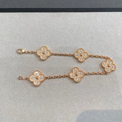 [Glimmer] CLOVER 5 MOTIF FULL DIAMOND BRACELET COLLECTION