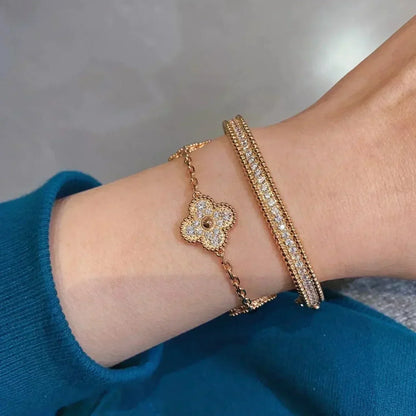 [Glimmer] CLOVER 5 MOTIF FULL DIAMOND BRACELET COLLECTION