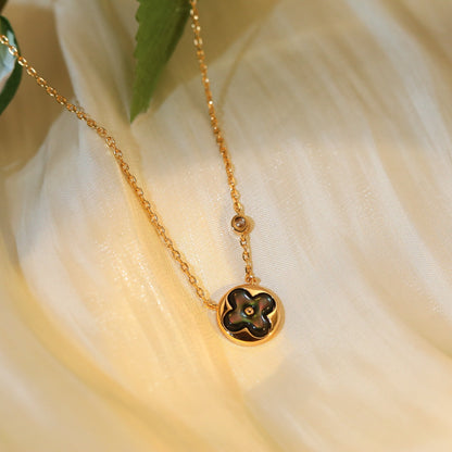 [Glimmer]SUN PEDANT PINK GOLD 1 DIAMOND NECKLACE