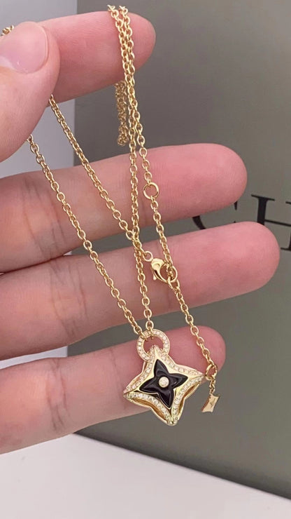 [Glimmer]STAR PEDANT PINK GOLD DIAMOND NECKLACE