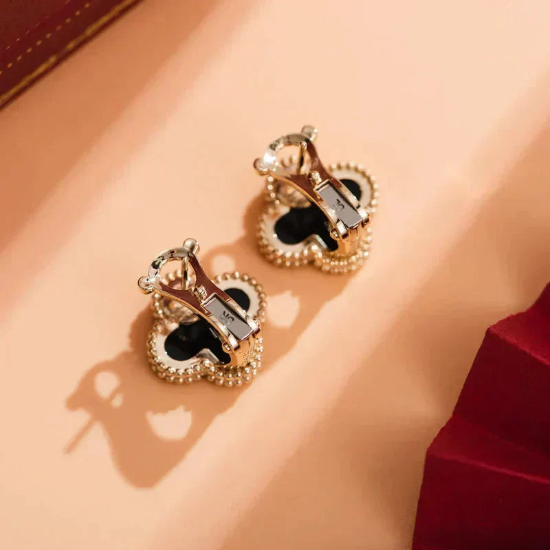 [Glimmer]CLOVER MEDIUM 1 MOTIFS  ONYX STUD EARRINGS