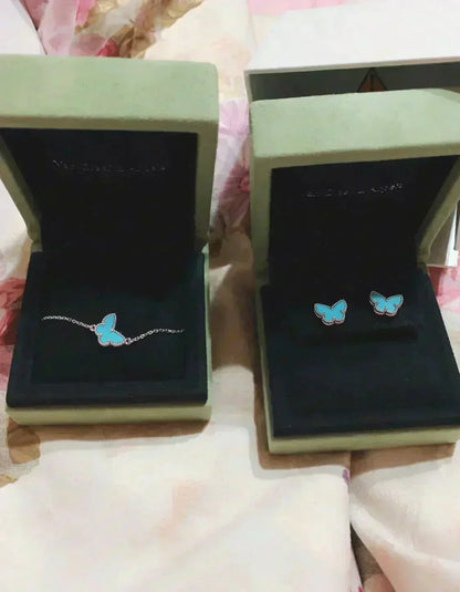 [Glimmer]BUTTERFLY TURQUOISE EARRINGS SILVER
