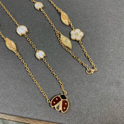 [Glimmer]LUCKY SPRING 15 MOTIFS GOLD NECKLACE