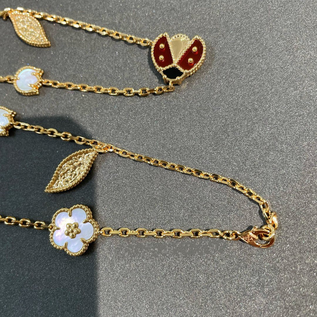[Glimmer]LUCKY SPRING 15 MOTIFS GOLD NECKLACE