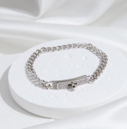 [Glimmer]KELLY CHAIN SILVER DIAMOND BRACELET