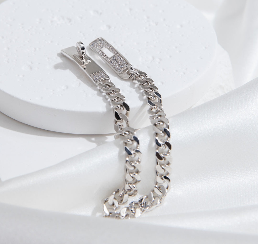 [Glimmer]KELLY CHAIN SILVER DIAMOND BRACELET