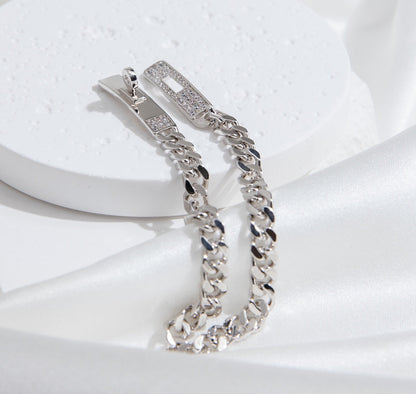 [Glimmer]KELLY CHAIN SILVER DIAMOND BRACELET