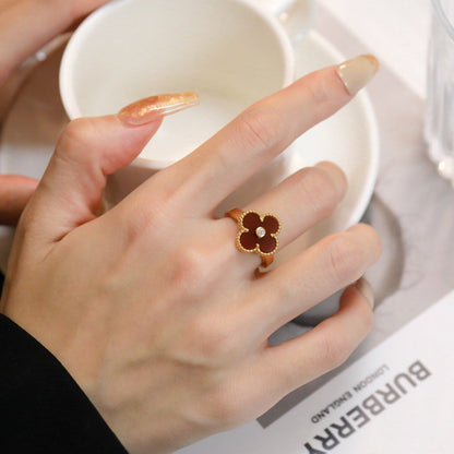 [Glimmer]CLOVER CARNELIAN RING Glimmer GOLD DIAMOND
