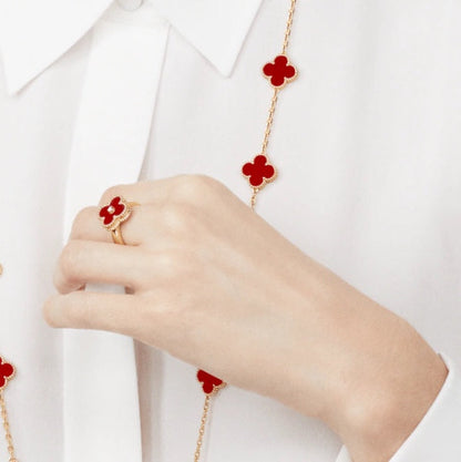 [Glimmer]CLOVER CARNELIAN RING Glimmer GOLD DIAMOND