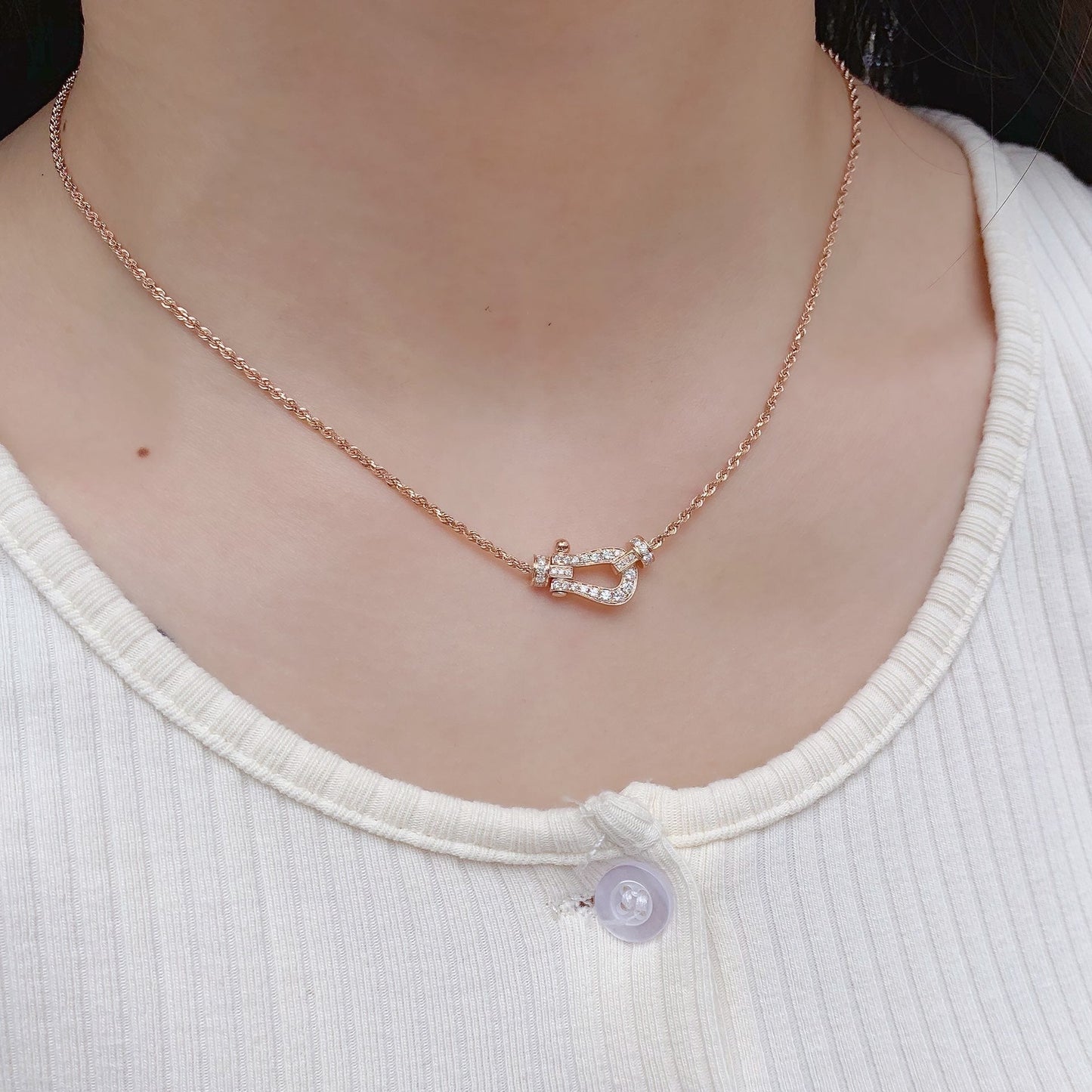 [Glimmer]FORCE 10 PINK GOLD DIAMOND NECKLACE
