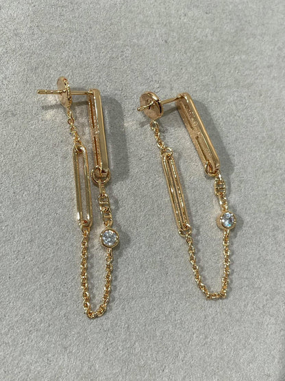 [Glimmer]CHAINE CHAOS DIAMOND DROP EARRINGS