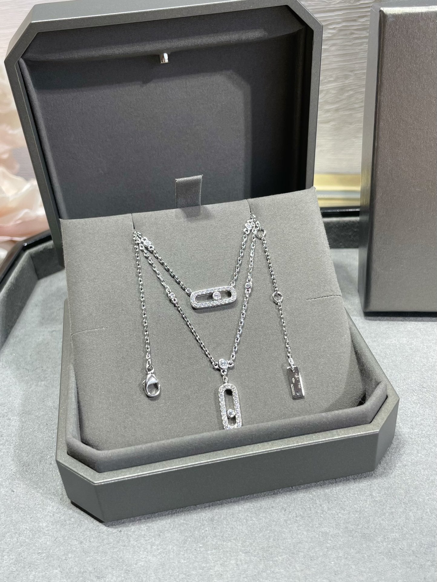[Glimmer]MOVE 2 ROW DIAMOND NECKLACE