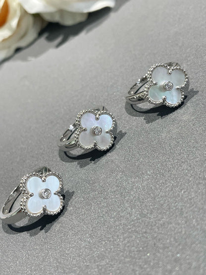 [Glimmer]CLOVER SILVER MOP DIAMOND RING