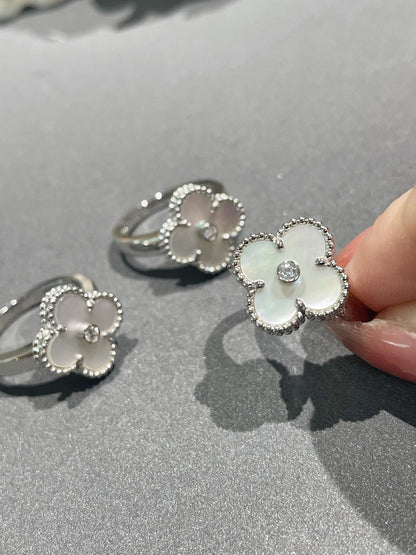 [Glimmer]CLOVER SILVER MOP DIAMOND RING