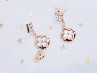 [Glimmer]STAR AND SUN PINK GOLD MOP DROP EARRINGS