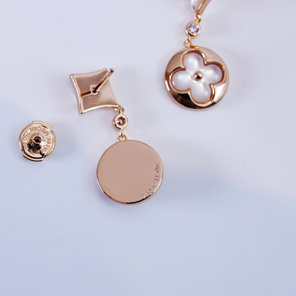 [Glimmer]STAR AND SUN PINK GOLD MOP DROP EARRINGS