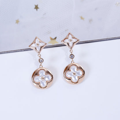 [Glimmer]STAR AND SUN PINK GOLD MOP DROP EARRINGS