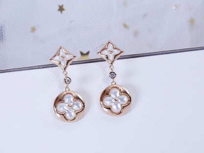 [Glimmer]STAR AND SUN PINK GOLD MOP DROP EARRINGS