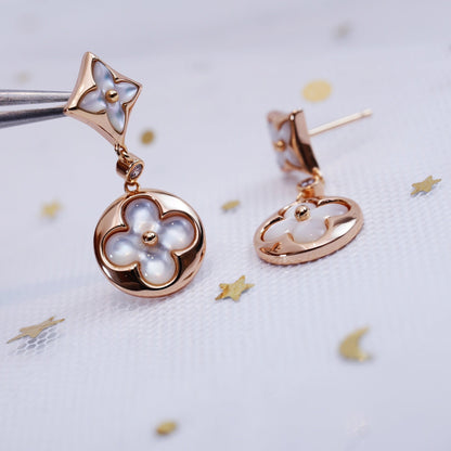 [Glimmer]STAR AND SUN PINK GOLD MOP DROP EARRINGS