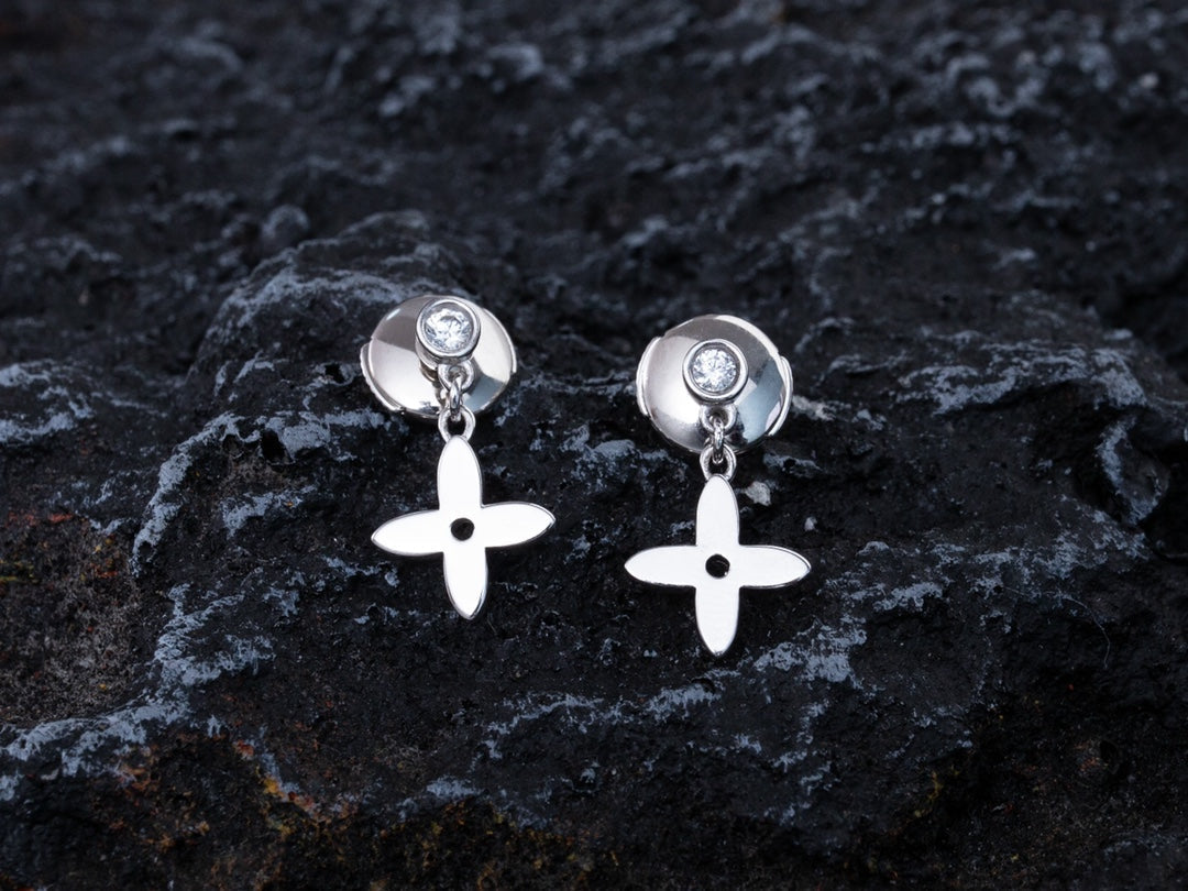 [Glimmer]VIDYLLE SILVER DIAMOND MINI DROP EARRINGS