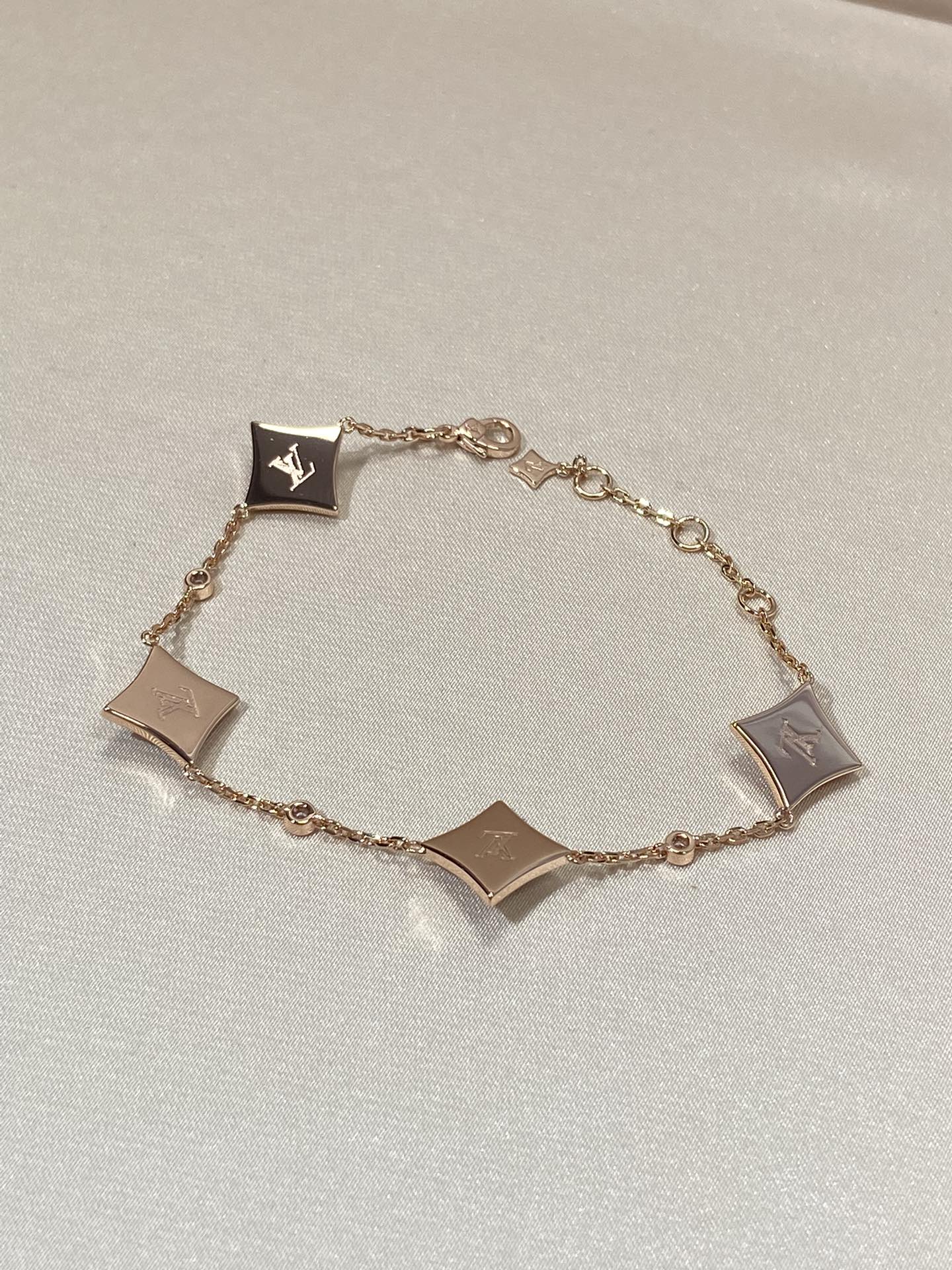 [Glimmer]STAR 4 MOTIF MOP DIAMOND PINK GOLD BRACELET