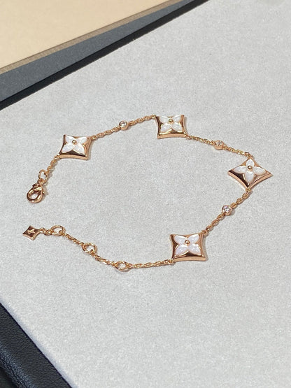 [Glimmer]STAR 4 MOTIF MOP DIAMOND PINK GOLD BRACELET