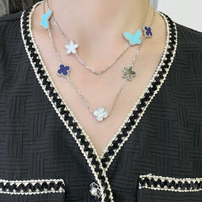 [Glimmer]LUCKY CLOVER SILVER 11 MOTIF NECKLACE