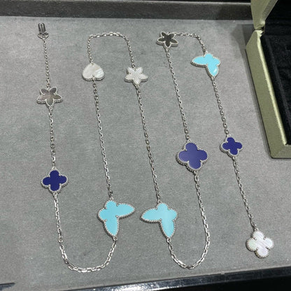 [Glimmer]LUCKY CLOVER SILVER 11 MOTIF NECKLACE