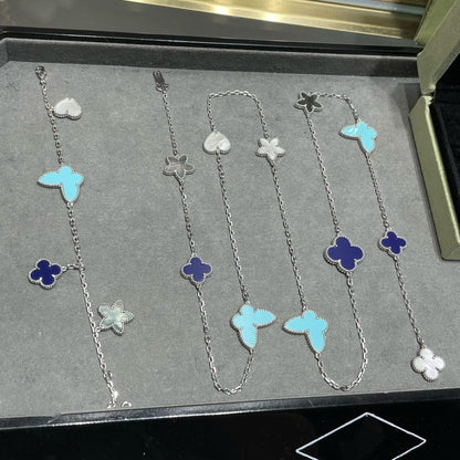 [Glimmer]LUCKY CLOVER SILVER 11 MOTIF NECKLACE