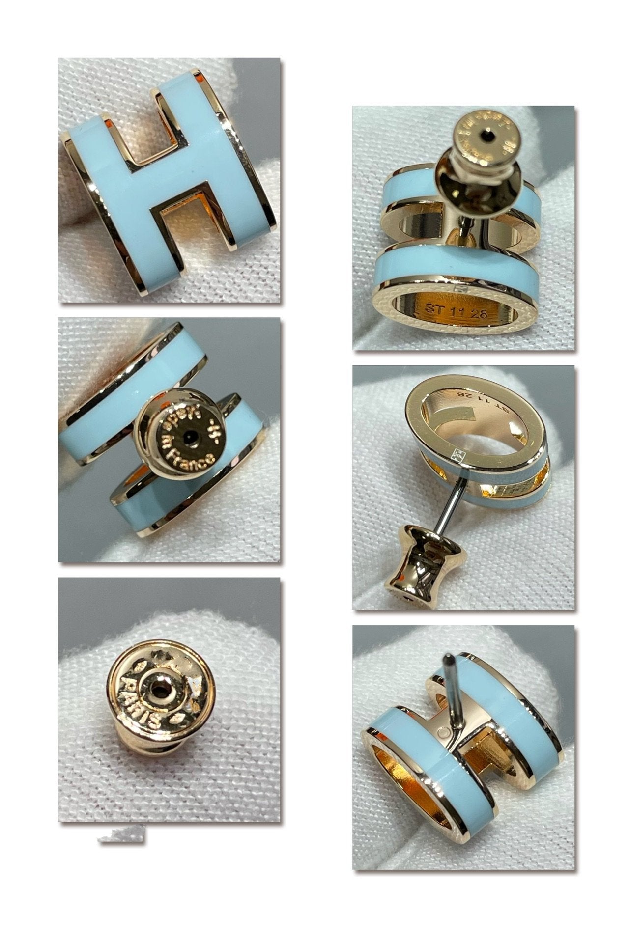[Glimmer]POP H SKY BLUE STUD EARRINGS