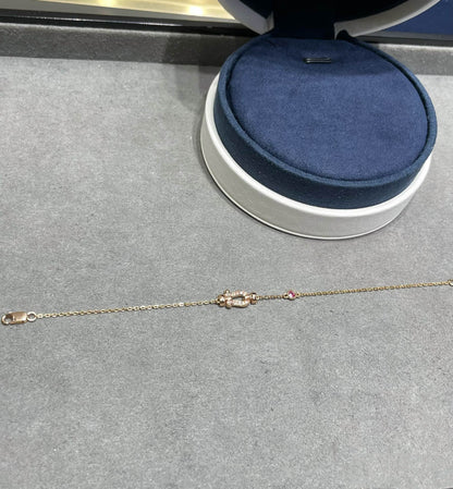 [Glimmer]FORCE 10 DIAMOND CHAIN LINK PINK GOLD BRACELET