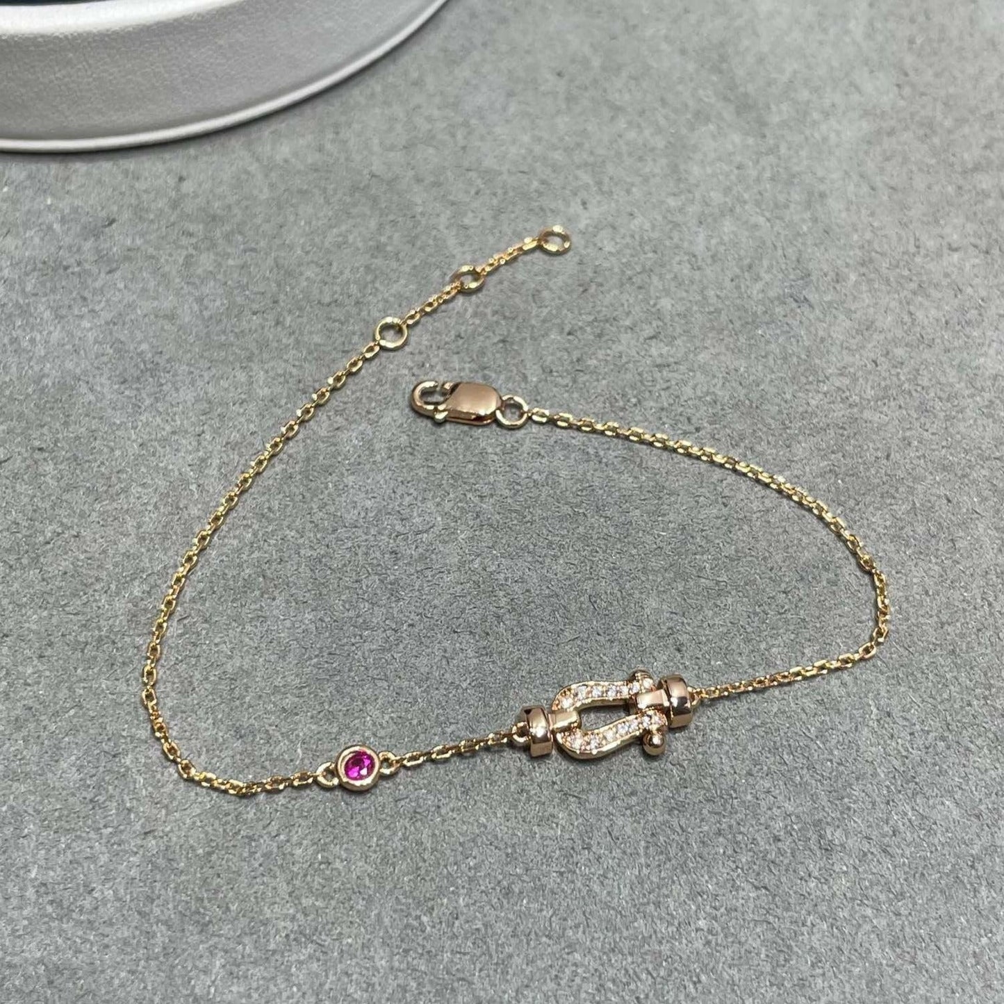 [Glimmer]FORCE 10 DIAMOND CHAIN LINK PINK GOLD BRACELET