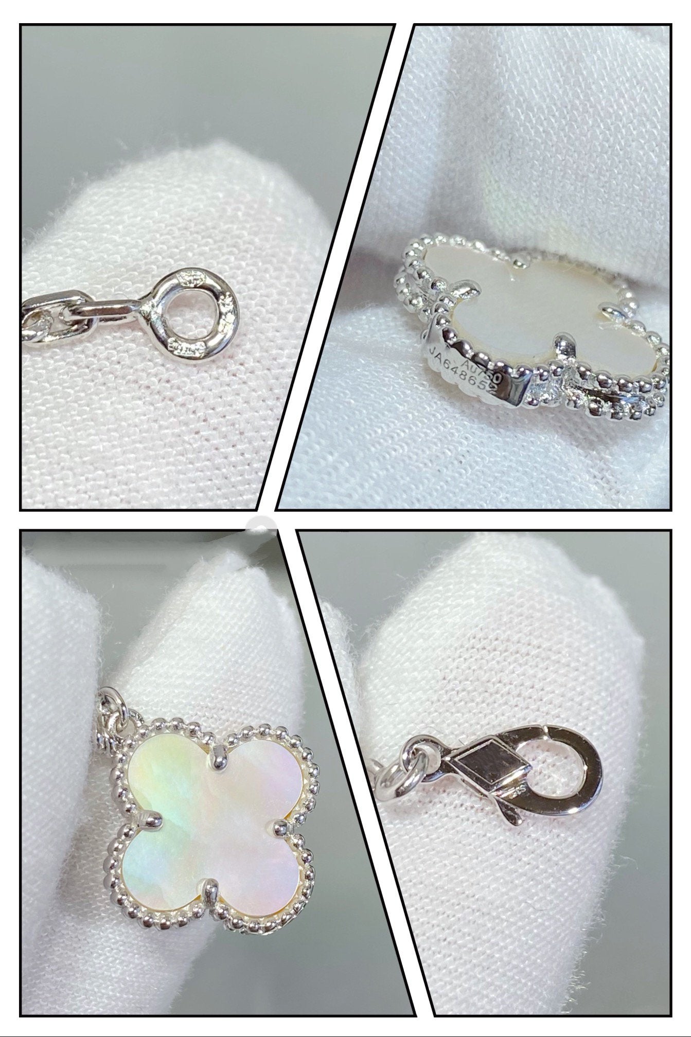 [Glimmer]CLOVER 5 MOTIF WHITE MOP SILVER BRACELET