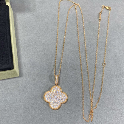 [Glimmer]CLOVER 25MM LARGE PEDANT DIAMOND PAVED LONG NECKLACE