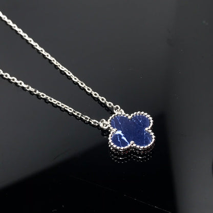 [Glimmer]CLOVER PIETERSITE SILVER LONG NECKLACE