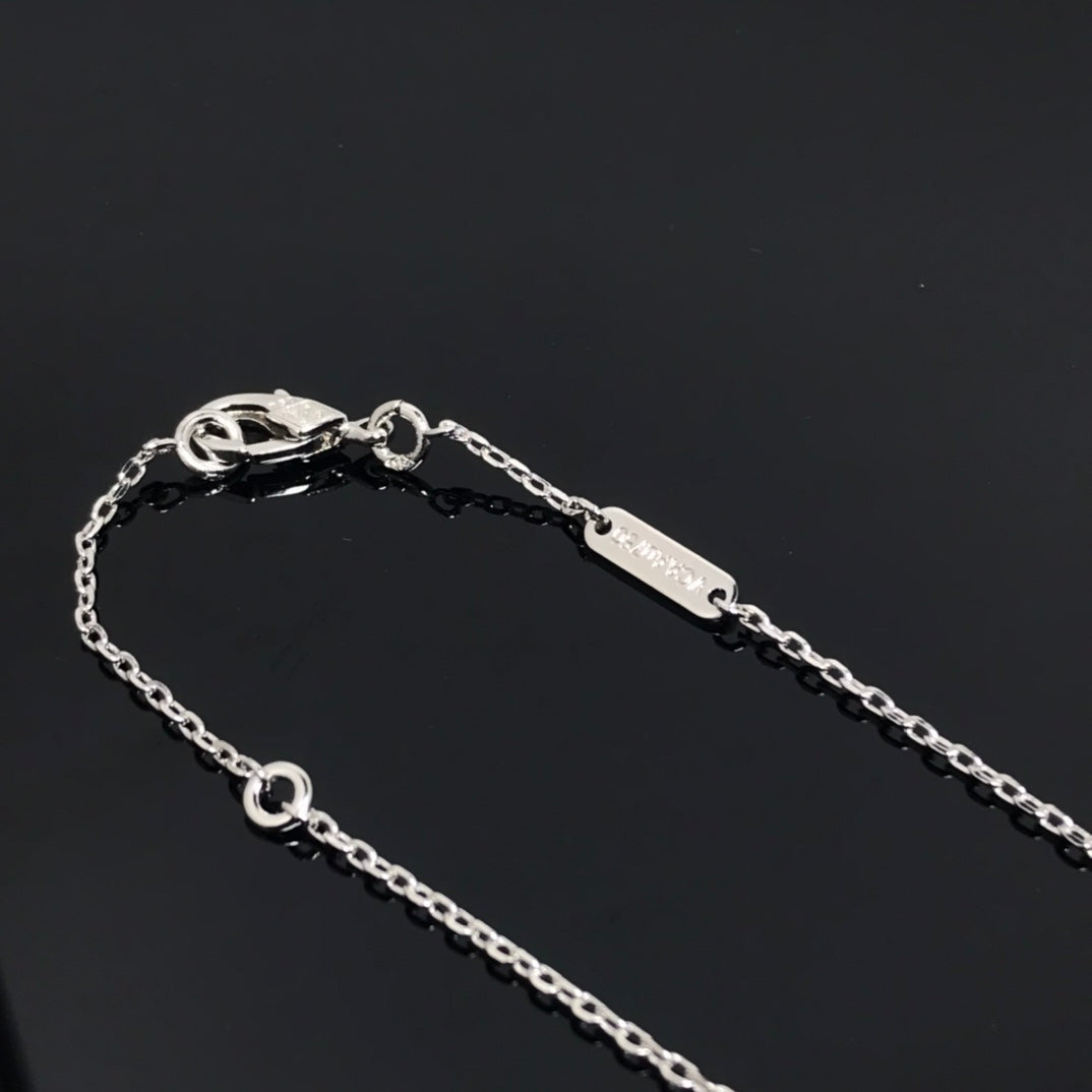 [Glimmer]CLOVER PIETERSITE SILVER LONG NECKLACE