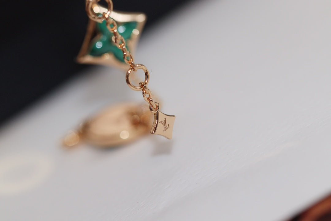 [Glimmer]STAR AND SUN 4 MOTIF PINK GOLD MALACHITE BRACELET
