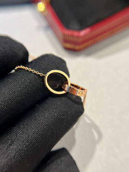 [Glimmer]LOVE NECKLACE DOUBLE RING PINK GOLD