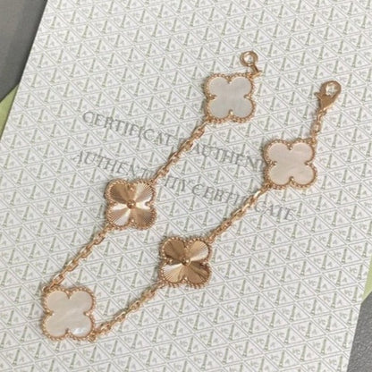[Glimmer]CLOVER WHITE PEARL MOP 5 MOTIF BRACELET COLLECTION